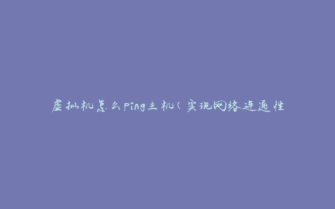 虚拟机怎么ping主机(实现网络连通性的方法)