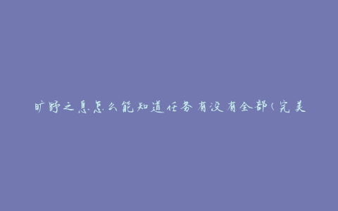 旷野之息怎么能知道任务有没有全部(完美收集任务指南)