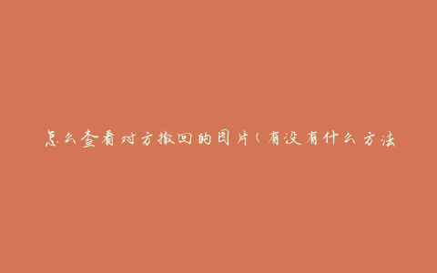 怎么查看对方撤回的图片(有没有什么方法能够找回)