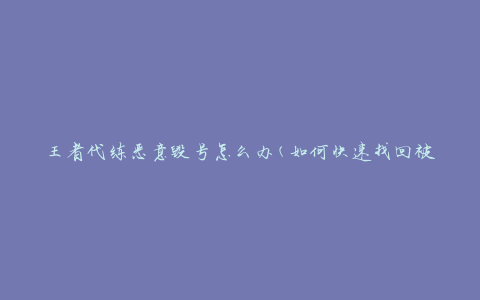 王者代练恶意毁号怎么办(如何快速找回被盗账号)