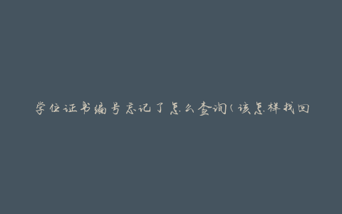 学位证书编号忘记了怎么查询(该怎样找回或重新申请)