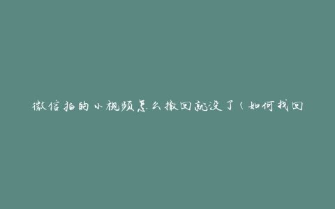 微信拍的小视频怎么撤回就没了(如何找回被删除的微信小视频)