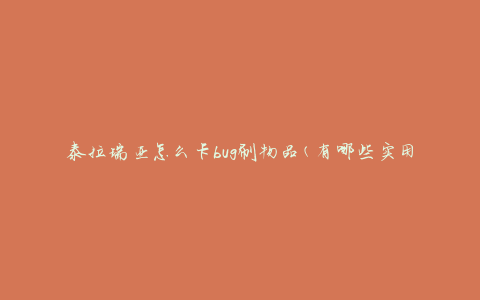 泰拉瑞亚怎么卡bug刷物品(有哪些实用技巧？)