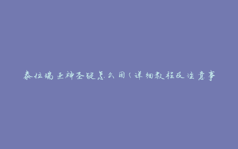 泰拉瑞亚神圣锭怎么用(详细教程及注意事项)