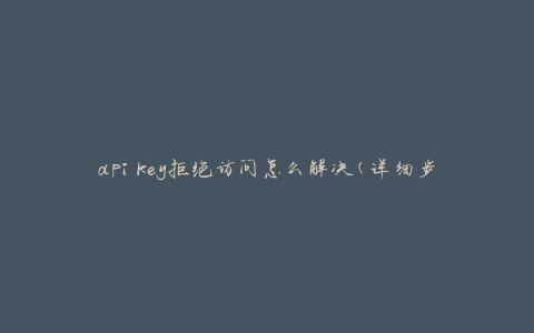 api key拒绝访问怎么解决(详细步骤教程)