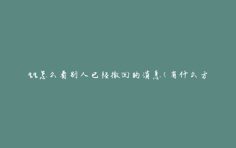qq怎么看别人已经撤回的消息(有什么方法可以找回被撤回的聊天记录吗)