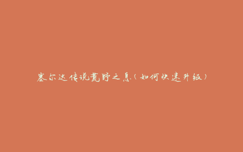 塞尔达传说荒野之息(如何快速升级)