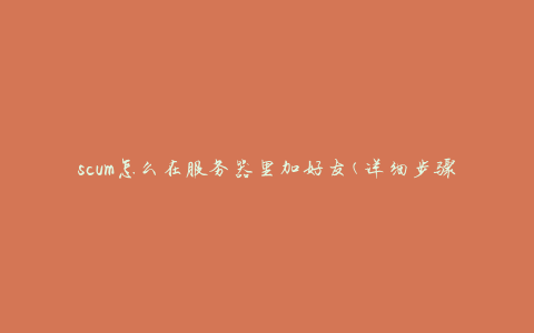 scum怎么在服务器里加好友(详细步骤教程)