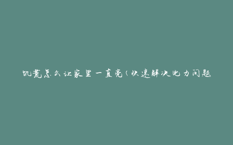 饥荒怎么让家里一直亮(快速解决电力问题)