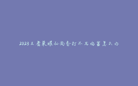 2023王者荣耀孙尚香打不出伤害怎么办