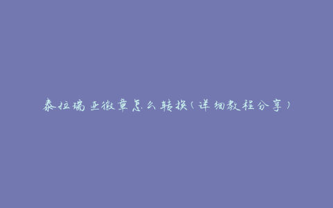 泰拉瑞亚徽章怎么转换(详细教程分享)
