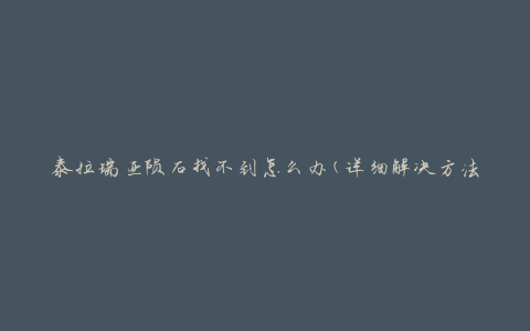 泰拉瑞亚陨石找不到怎么办(详细解决方法)