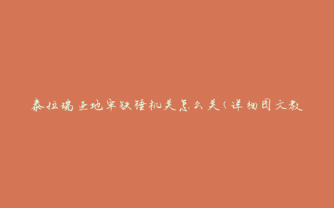 泰拉瑞亚地牢铁锤机关怎么关(详细图文教程)