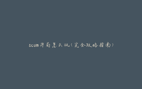 scum开局怎么玩(完全攻略指南)