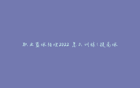 职业篮球经理2022 怎么训练(提高球队实力的秘诀是什么)
