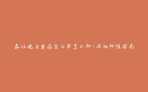 泰拉瑞亚紫晶宝石果怎么种(详细种植指南)