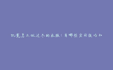 饥荒怎么做过冬的衣服(有哪些实用技巧和建议)