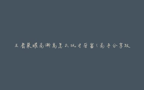 王者荣耀高渐离怎么玩才厉害(高手分享攻略)