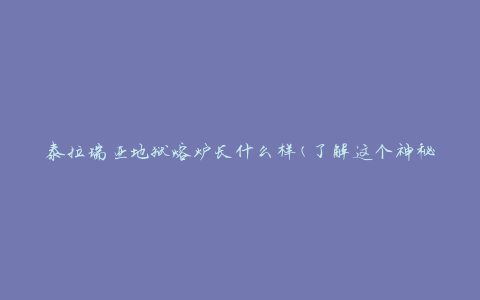 泰拉瑞亚地狱熔炉长什么样(了解这个神秘装置的外观特征)