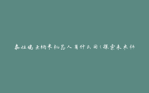 泰拉瑞亚纳米机器人有什么用(探索未来科技的奇妙利器)