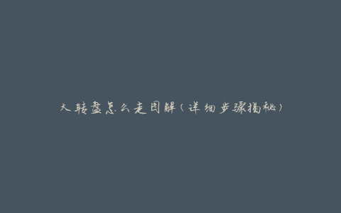 大转盘怎么走图解(详细步骤揭秘)