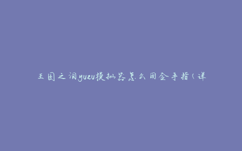 王国之泪yuzu模拟器怎么用金手指(详细教程分享)