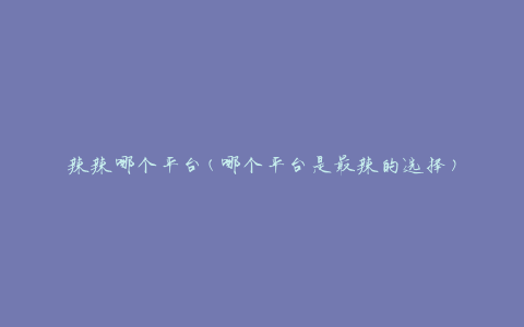 辣辣哪个平台(哪个平台是最辣的选择)