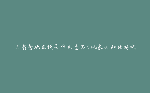 王者营地在线是什么意思(玩家必知的游戏术语解析)