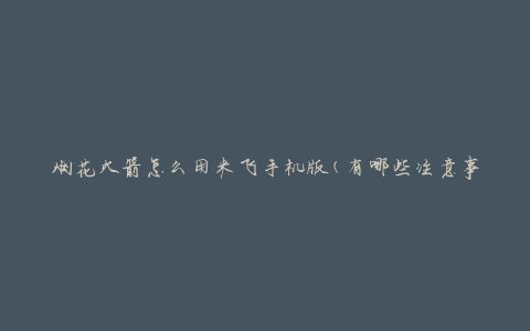烟花火箭怎么用来飞手机版(有哪些注意事项)