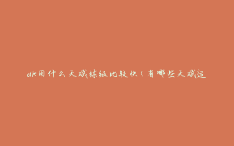 dk用什么天赋练级比较快(有哪些天赋适合提升等级速度)