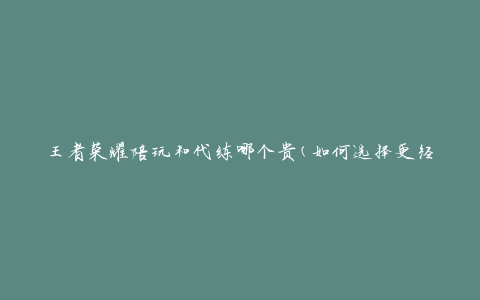 王者荣耀陪玩和代练哪个贵(如何选择更经济实惠的游戏服务)
