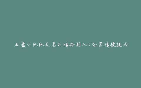 王者小队队长怎么传给别人(分享传授技巧)