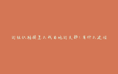 团组织转接怎么找当地团支部(有什么途径可以联系到当地团支部)
