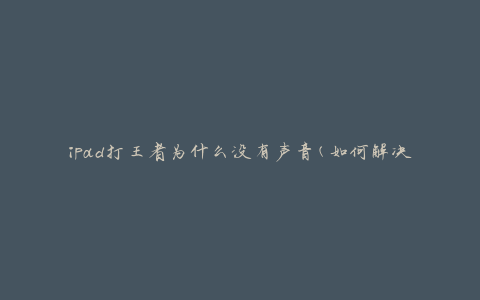 ipad打王者为什么没有声音(如何解决问题)