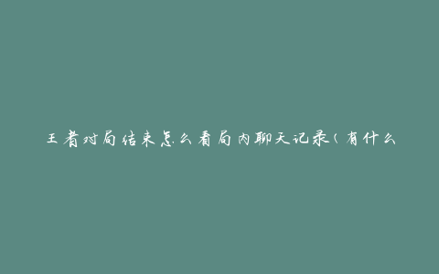 王者对局结束怎么看局内聊天记录(有什么方法可以查看聊天记录吗)