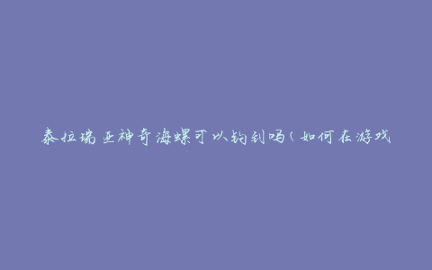 泰拉瑞亚神奇海螺可以钓到吗(如何在游戏中获得神奇海螺)
