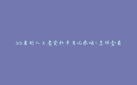 QQ看别人王者资料卡有记录吗(怎样查看他人玩家数据)