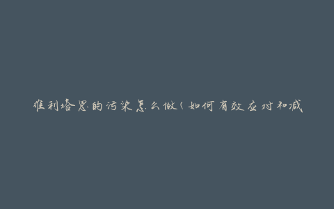 维利塔恩的污染怎么做(如何有效应对和减少污染)