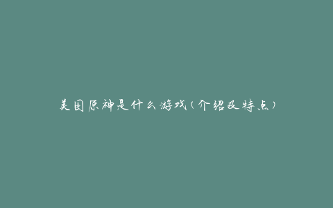 美国原神是什么游戏(介绍及特点)