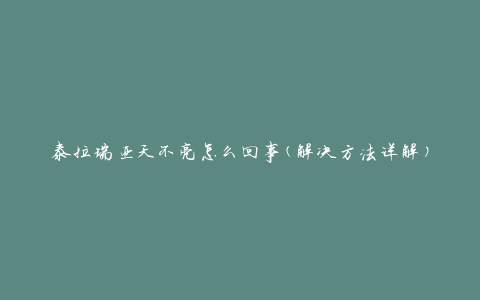 泰拉瑞亚天不亮怎么回事(解决方法详解)