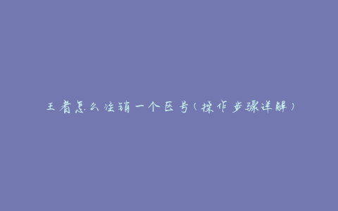 王者怎么注销一个区号(操作步骤详解)