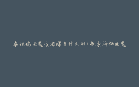 泰拉瑞亚魔法海螺有什么用(探索神秘的魔法世界)