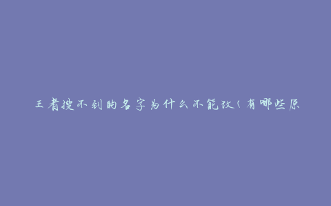 王者搜不到的名字为什么不能改(有哪些原因导致无法修改名字)