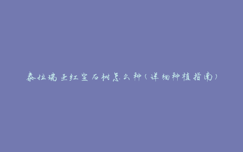 泰拉瑞亚红宝石树怎么种(详细种植指南)