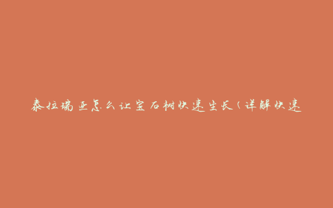 泰拉瑞亚怎么让宝石树快速生长(详解快速成长技巧)