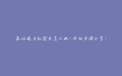 泰拉瑞亚松露虫怎么抓(详细步骤分享)