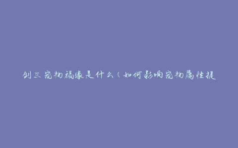 剑三宠物福缘是什么(如何影响宠物属性提升)