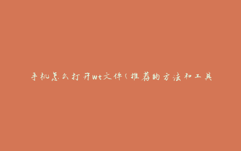 手机怎么打开wt文件(推荐的方法和工具是什么)