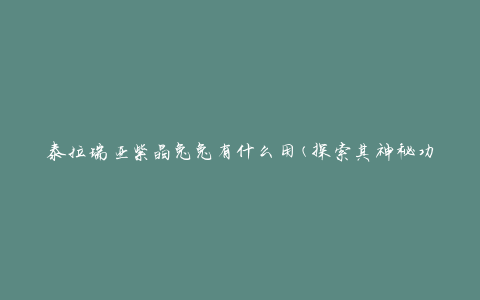 泰拉瑞亚紫晶兔兔有什么用(探索其神秘功能)