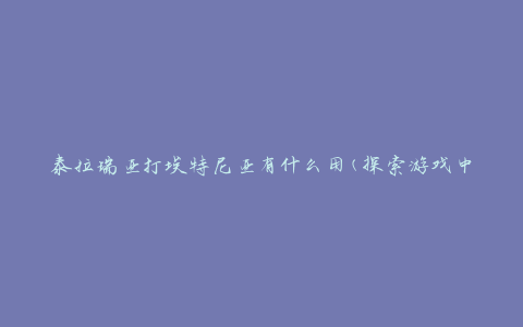 泰拉瑞亚打埃特尼亚有什么用(探索游戏中的新领域)